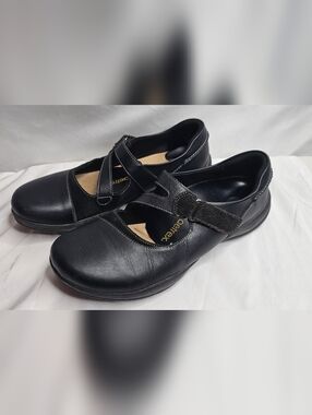 Clarks Roseville Jane Black Leather Mary Jane Shoes Size 9 M Aetrex Orthotic